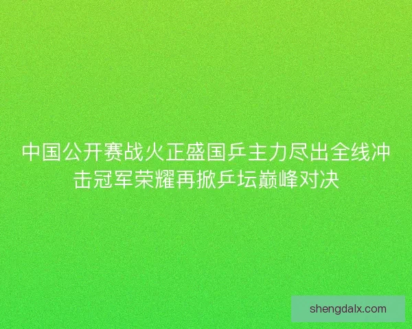 中国公开赛战火正盛国乒主力尽出全线冲击冠军荣耀再掀乒坛巅峰对决
