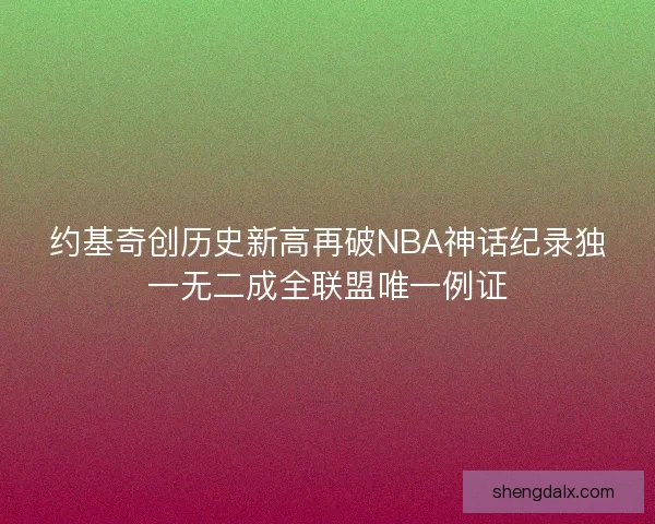 约基奇创历史新高再破NBA神话纪录独一无二成全联盟唯一例证