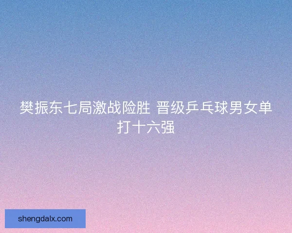 樊振东七局激战险胜 晋级乒乓球男女单打十六强