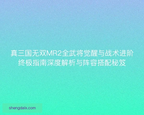 真三国无双MR2全武将觉醒与战术进阶终极指南深度解析与阵容搭配秘笈